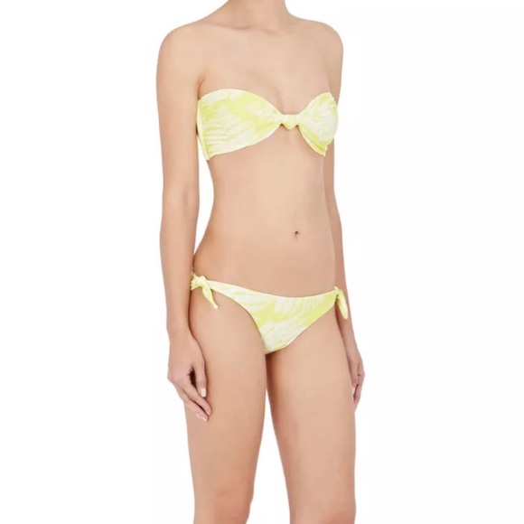 Free People Mikoh Yellow White Fern Lilikoi Bikini Whole Set Matching Top Bottom - Picture 4 of 8